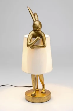 Lampa Stołowa Animal Rabbit 17x50 Cm Złota - Klosz Biały