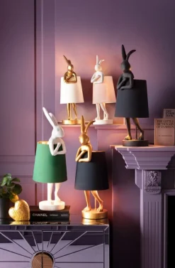 Lampa Stołowa Animal Rabbit 17x50 Cm Złota - Klosz Biały