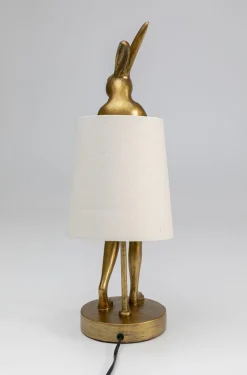 Lampa Stołowa Animal Rabbit 17x50 Cm Złota - Klosz Biały