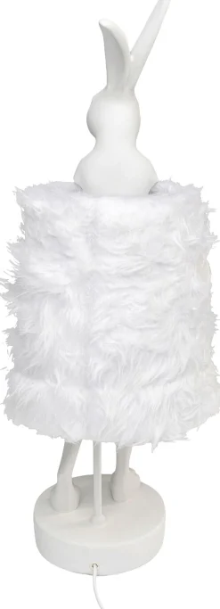 Lampa Stołowa Biała Królik Abażur Futrzasty 68 Cm