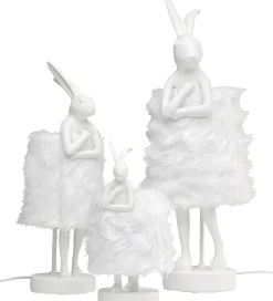 Lampa Stołowa Biała Królik Abażur Futrzasty 68 Cm