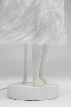 Lampa Stołowa Biała Królik Abażur Futrzasty 50 Cm