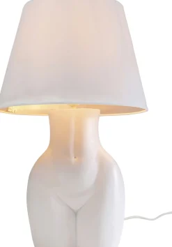 Lampa Stołowa Biała Z Abażurem Motyw Ludzkiego Ciała Ø30x48 Cm