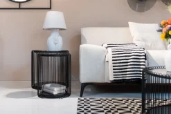 Lampa Stołowa Biała Z Abażurem Motyw Ludzkiego Ciała Ø30x48 Cm