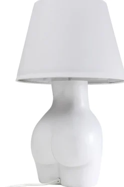 Lampa Stołowa Biała Z Abażurem Motyw Ludzkiego Ciała Ø30x48 Cm