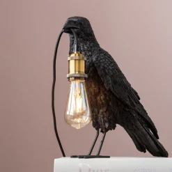 Lampa Stołowa Crow 14x34 Cm Czarna Matowa