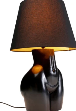 Lampa Stołowa Czarna Z Abażurem Motyw Ludzkiego Ciała Ø30x48 Cm