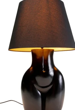 Lampa Stołowa Czarna Z Abażurem Motyw Ludzkiego Ciała Ø30x48 Cm