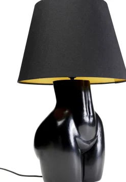 Lampa Stołowa Czarna Z Abażurem Motyw Ludzkiego Ciała Ø30x48 Cm