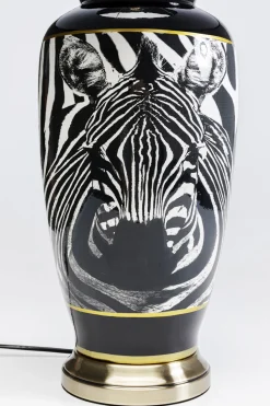 Lampa Stołowa Czarno-biała Motyw Zebry 71 Cm Podstawa Z Porcelany