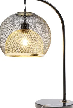 Lampa Stołowa Do Salonu Czarno-złota Podstawa Z Marmuru 62 Cm