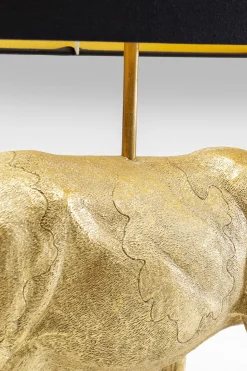 Lampa Stołowa Glamour Złota Krowa Abażur Czarny 46x52 Cm