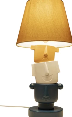 Lampa Stołowa Kolorowa Kamionka I Bawełna Motyw Twarzy Ø25x45 Cm