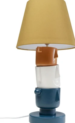 Lampa Stołowa Kolorowa Kamionka I Bawełna Motyw Twarzy Ø25x45 Cm