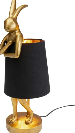 Lampa Stołowa Królik Złoty Abażur Czarny 50 Cm