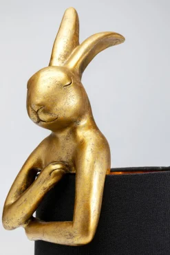Lampa Stołowa Królik Złoty Abażur Czarny 50 Cm