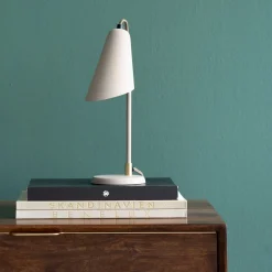 Lampa Stołowa Mała Stalowa Kolor Beż 32 Cm