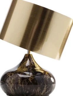 Lampa Stołowa Mamo Deluxe 30x41 Cm Brązowo-czarna - Klosz Złoty