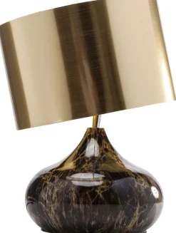 Lampa Stołowa Mamo Deluxe 30x41 Cm Brązowo-czarna - Klosz Złoty