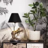 Lampa Stołowa Motyw Zwierzęcy Lampart Klosz Czarny 28x50 Cm