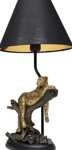 Lampa Stołowa Motyw Zwierzęcy Lampart Klosz Czarny 28x50 Cm