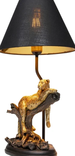 Lampa Stołowa Motyw Zwierzęcy Lampart Klosz Czarny 28x50 Cm