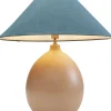 Lampa Stołowa Podstawa Stalowa Brązowa Abażur Lniany Niebieski Ø62x64 Cm