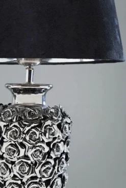 Lampa Stołowa Rose Multi 33x56 Cm Czarno-srebrna