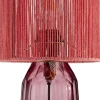 Lampa Stołowa Różowa Szkło I Tkanina 42 Cm