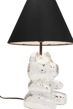 Lampa Stołowa Z Abażurem Miś Szkło Lustrzane Ø26x40 Cm
