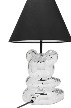 Lampa Stołowa Z Abażurem Miś Szkło Lustrzane Ø26x40 Cm