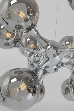Lampa Wisząca Atomic 74 Cm Srebrna - Klosze Szklane