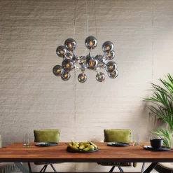 Lampa Wisząca Atomic 74 Cm Srebrna - Klosze Szklane
