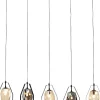 Lampa Wisząca Czarna Klosze Szklane 5xG9 110 Cm