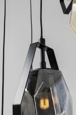 Lampa Wisząca Czarna Klosze Szklane 5xG9 Ø42 Cm