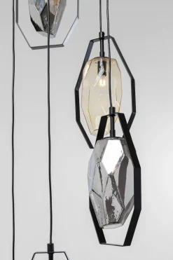 Lampa Wisząca Czarna Klosze Szklane 5xG9 Ø42 Cm