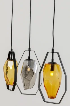 Lampa Wisząca Czarna Klosze Szklane 3xG9 67 Cm
