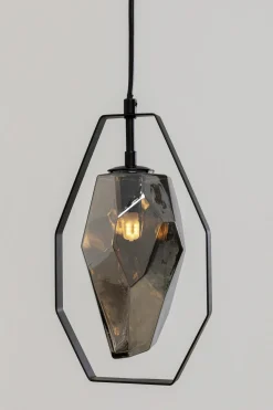 Lampa Wisząca Czarna Klosz Szklany G9 17x120 Cm