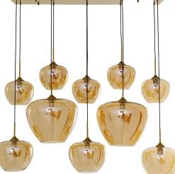 Lampa Wisząca Do Salonu Klosze Bursztynowe Szklane 110x160 Cm