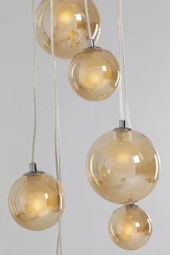 Lampa Wisząca Klosze Szklane Bursztynowe 12xG9 200 Cm