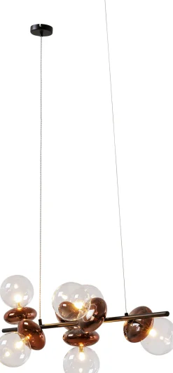 Lampa Wisząca Klosze Szklane Transparentne I Miedziane 115 Cm