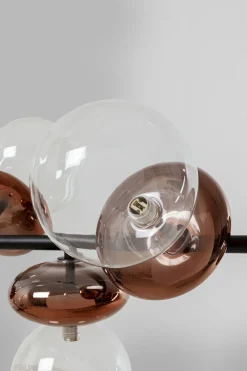 Lampa Wisząca Klosze Szklane Transparentne I Miedziane 115 Cm
