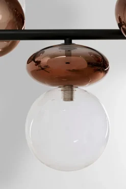 Lampa Wisząca Klosze Szklane Transparentne I Miedziane 115 Cm
