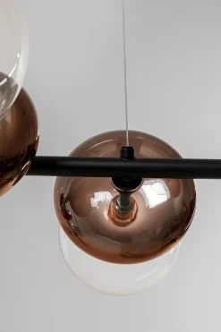 Lampa Wisząca Klosze Szklane Transparentne I Miedziane 115 Cm