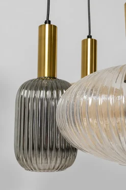 Lampa Wisząca Klosze Szklane Oprawki Złote Ø50 Cm
