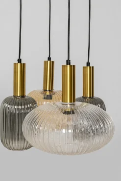 Lampa Wisząca Klosze Szklane Oprawki Złote Ø50 Cm