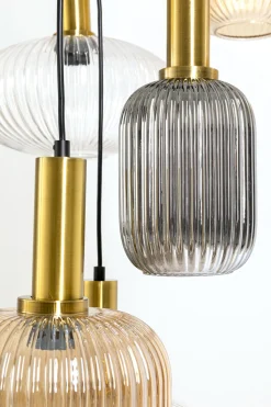 Lampa Wisząca Klosze Szklane Oprawki Złote Ø80 Cm