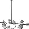Lampa Wisząca Nad Stół Czarna Klosze Szklane G9 110 Cm