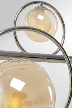 Lampa Wisząca Nad Stół Srebrna Klosze Szklane G9 110 Cm