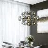 Lampa Wisząca Nowoczesna Klosze Szklane Przydymione Lustrzane 70x44 Cm